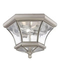 Monterey Dope 2 Light Flush Mount Outdoor Indoor Brushed Nickel Solid Brass Fixture With Clear Beveled Glass Ceiling Light