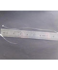 1000 Pc Clear 9 Inch Plastic Hang Tag Fasteners No Sweat Quick Snap Lock Security Loops with ruler for size reference.