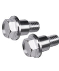 Two Pack Shoulder Bolts 532196539 for riding mowers deck suspension, stainless steel, side-by-side view