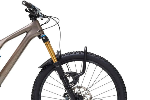 Spider Front Rack And Pannier Receiver For MTB And EMTB mounted on bike fork, universal fit, quick release, holds 35 lbs