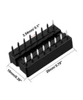 Go-To Dual Row 16 Pin DIP IC Socket Adaptor Set 2.54mm Pitch Solder Type for Reusable IC Carrier, side view with measurements