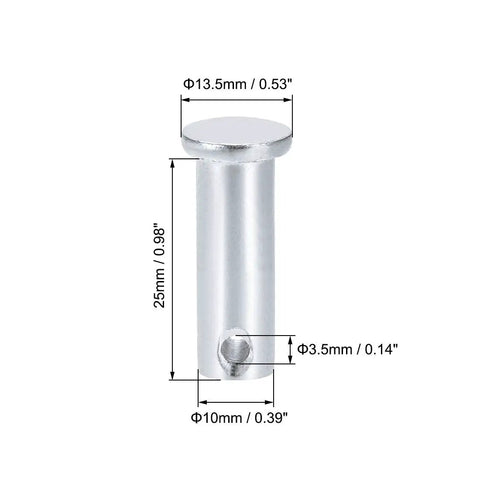 Single Hole Clevis Pin Set 10mm By 25mm Flat Head Zinc Plated Steel Link Hinge Pins Workhorse T Shape Solid Steel 6 Pack Ideal For Machinery Trailers Automotive And Industrial Equipment Heavy Duty Zinc Coated Construction, 10mm x 25mm