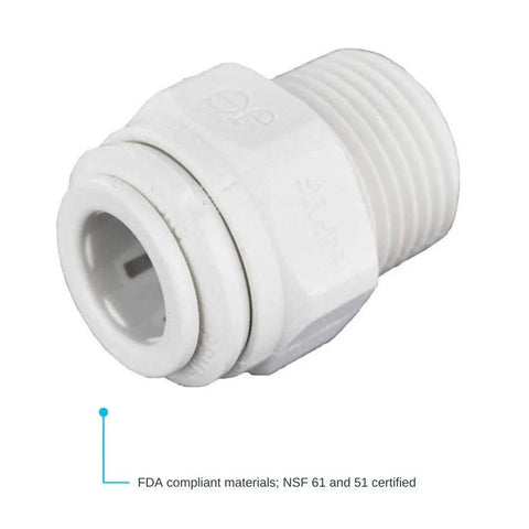 Push To Connect Plastic Plumbing Fitting Three Eighths Inch OD To Three Eighths Inch NPT Straight Adapter No Tools Needed Quick Connect Leak Free