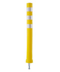 Real Deal Removable Safety Bollard 34.5 Inch Reflective Yellow Traffic Post showcasing reflective bands and durable design.