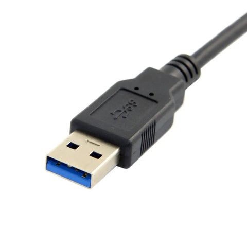 USB 3.0 To Slimline 13 Pin SATA Cable Adapter For Laptop CD DVD ROM External Drive No Power Required Plug And Play Boot From External Drive No Driver Needed On XP Windows 7 And Mac OS X USB plug close-up