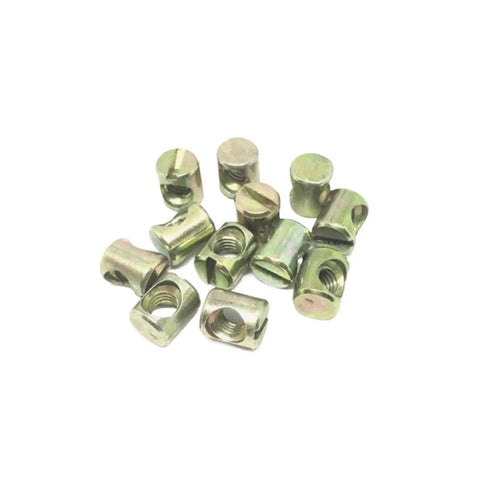Beefy Heavy Duty Barrel Nuts Set 50 Pcs Metallic Slotted Cross Dowel Barrels M4 M5 M6 M8 Zinc Plated For Strong Furniture Joints