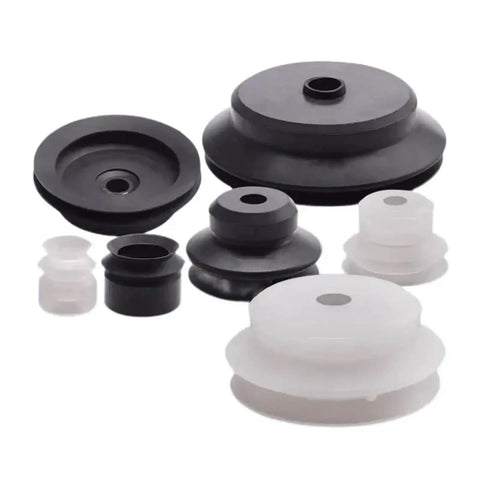 PJG 5 Pack Double Layer Silicone Vacuum Suction Cups For Pneumatic Robot Gripper, various sizes, strong grip, durable rubber design.