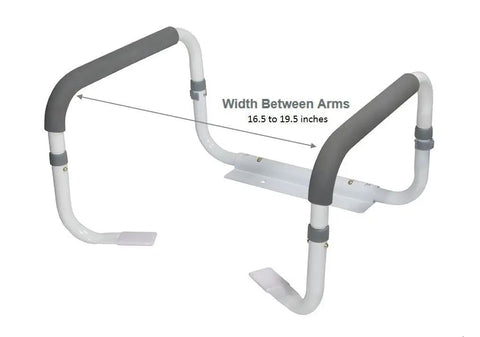 Adjustable Toilet Safety Grab Bar For Bathrooms White Fits Most Toilets With Easy Tool Free Install Non Slip Grip Rail