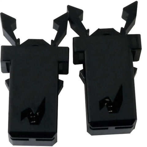 Close-up of two black locks from 10 Piece Trash Can Lock Replacement Kit With Durable Spring Press Buckle, Touch Top Button.