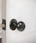 Oil Rubbed Bronze Ball Brass Privacy Doorknob With Flat Handle For Bedroom Or Closet, 6-Way Adjustable, No Key Drama Inside Turn Button