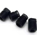Close-up of a "Five Piece Gear Shift Knob Thread Adapters Set For M8x1.25 M10x1.25 M12 And M14 Aluminum Alloy Nut Inserts High Temp Resistant Durable Car Kit".