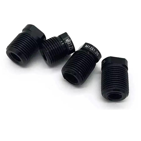 Close-up of a "Five Piece Gear Shift Knob Thread Adapters Set For M8x1.25 M10x1.25 M12 And M14 Aluminum Alloy Nut Inserts High Temp Resistant Durable Car Kit".