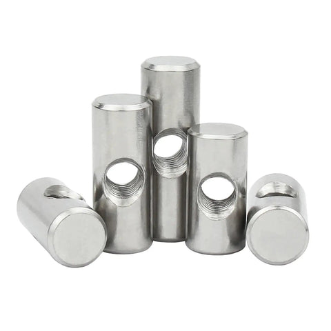 Beefy Furniture Barrel Nuts And Thumb Screws Bolt Set With Cross Dowels And Slotted Fittings Silver Finish Multiple Sizes