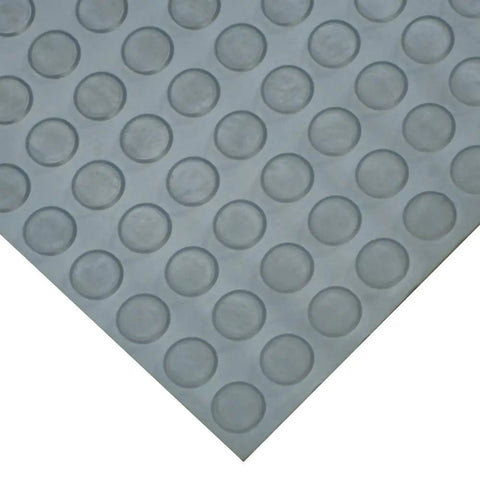 Close-up of Coin Pattern Rubber Flooring 3.5mm Thick 36 Inch By 10 Foot Sheet Dark Gray No Slip Surface showing coin texture
