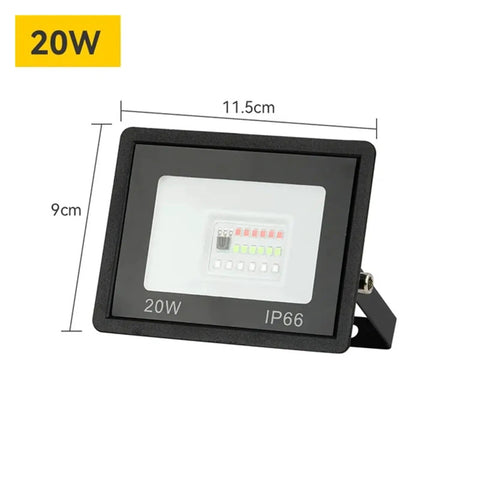 JUDYSSY RGB Led Floodlight Ac220 20W, 11.5cm x 9cm size, IP66 waterproof outdoor spotlight for garden and landscape.