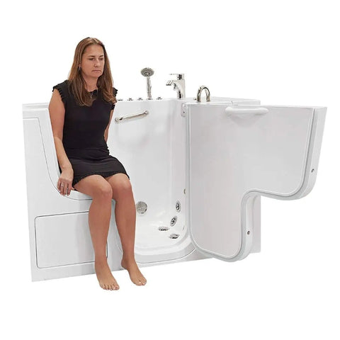 Sleek 32X52 Acrylic Transfer Walk In Tub With Heavy Duty Hydro Massage And Microbubble Jets crafted for easy access and relaxation.