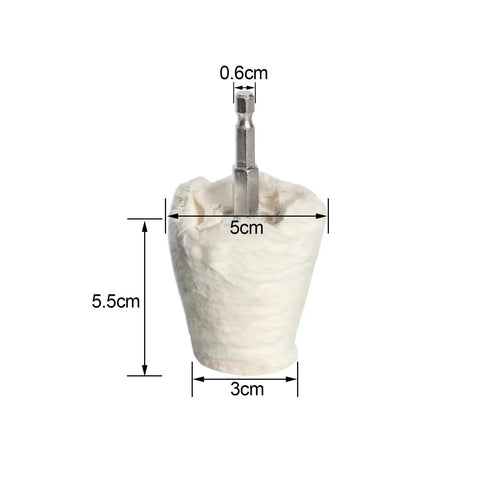 Heavy Duty Cotton Polishing Wheels Cloth Buffing Attachment With 6mm Shank For Wood And Metal Projects showing size dimensions.