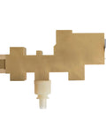 Heavy Duty PV6 Brake Proportioning Valve PV6070FD in brass, shown from top with fittings, designed for 1960-1970 Ford models.