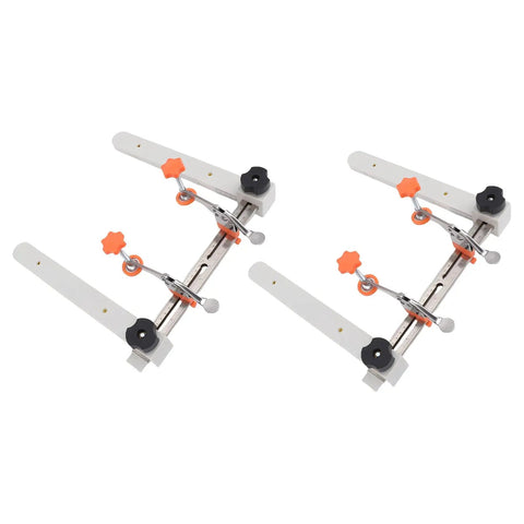 Heavy Duty Universal Draw Slide Guide Jig For Router Templates With Magnetic Quick Fix System angled view with orange knobs and metal clamps.