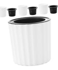 4 Pack Self Watering Orchid Pots With Drainage Holes For Indoor Plants And Herbs White Plastic Planters For Orchids And Small Flowers Easy Care Low Maintenance Gardening Supplies, white and black