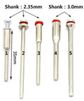 Tough As Nails Five Piece Rotary Tool Connecting Rod Shank Adapter showing 2.35mm and 3.0mm shank sizes, metal construction.