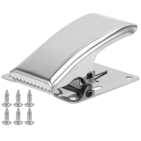 Stainless steel fish fillet clamps with built-in spring and mounting plate; includes six screws.