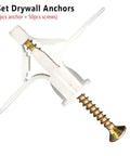 Drywall Anchor Kit With Self Anchors And Screws Assorted Wall Fixing Hardware Featuring Split Ribbed Expansion And Anti Skid Groove For Soft Drywall Panels Ideal For Curtains Lamps Shelves And Decor, 50pc