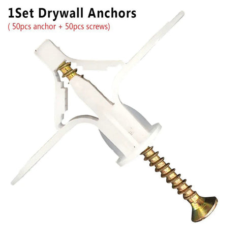 Hollow Wall Anchor Kit 400pc Assortment For Drywall Do It All Expansion Anchors With Split Rib Design Anti Rotation Rust Resistant And Heavy Duty Durable Fasteners For Easy Secure Mounts, white anchor and screw set