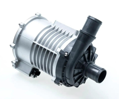 Electric Water Pump For EV Cooling Systems 9V To 32V keeps heat under control with a sleek silver and black design.