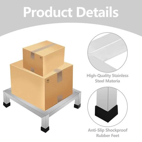 3 Pack Stainless Steel Dunnage Rack Set With Over 1000 Pound Capacity No Assembly Floor Shelves for kitchen use holding boxes