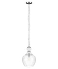 7 Inch Wide Pendant Light With Clear Glass Shade In Brushed Brass Seeded Finish Flush Mount Ceiling Fixture For Kitchen Island Or Living Room Dope Lighting That Sets The Tone showing clear seeded glass and chain detail