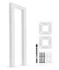 Rock Solid Two Foot White U Shaped Safety Guardrail With Decorative Cover And Non Slip Grip For Indoor Or Outdoor Steps Built Tough Galvanized Steel parts including rail sections and mounting screws.