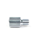 M10 To Three Eighths Inch Twenty Four Thread Adapter Female To Male For Flexible Antenna Mounts, silver, Taiwan-made, side view
