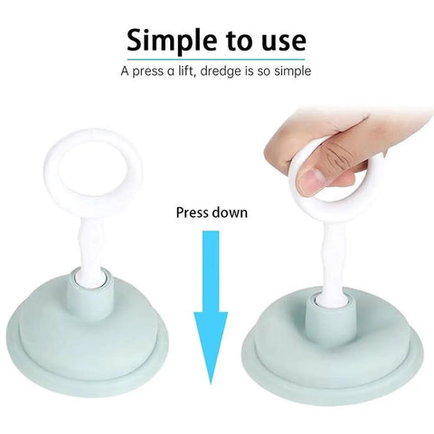 Compact Handheld Drain Plunger Kit For Kitchens And Bathrooms, Mini Clog Remover Tool With Non Slip Round Handle, green plunger in use