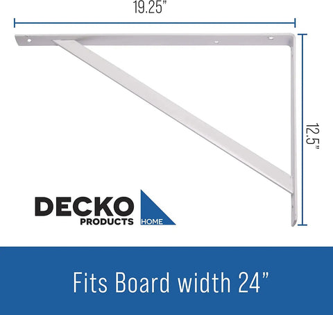Heavy-Duty Steel Shelf Bracket Set, 19.25-Inch By 12.50-Inch, White, 10-Pack With Three Pre-Drilled One Quarter Inch Holes Per Side