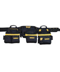 31 Pocket Pro Carpenter Tool Apron Belt With Gusseted Pockets Nail Pouches And Loops for builders and DIY pros, black and yellow.