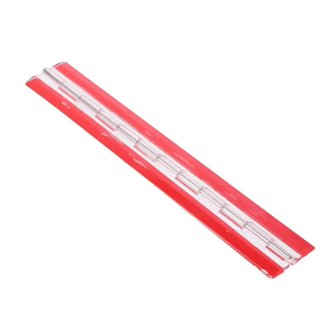 Stainless Steel Self Closing Reversible Door Hinge Set 2 Pieces Double Sided Tape Piano Hinge Transparent Plastic on white background