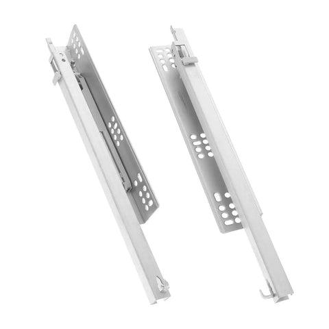 2 Pack Heavy Duty Drawer Slides With Bottom Mounted Concealed Design For Under Drawer Look Durable Metal Hardware For Smooth Quiet Full Extension And Easy Drawer Upgrades In Kitchen Bath Or Furniture, silver metal slides