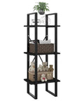 Three Tier Engineered Wood Book Cabinet In Black For Home Office Dope Industrial Style Bookshelf With Sturdy Build And Three Shelves
