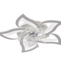 Low Profile Ceiling Fan With Lights, Modern Dimmable Flower Shape, 110V Smart Remote And App Control, white flower design