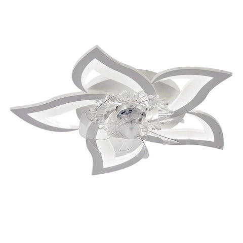 Low Profile Ceiling Fan With Lights, Modern Dimmable Flower Shape, 110V Smart Remote And App Control, white flower design