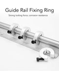 4 Pack Aluminum Shaft Collars With Clamp-On Design mounted on rod for CNC and linear motion systems, ideal stopper for precise positioning on SBR16 rails