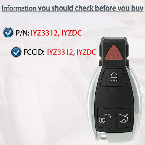 Mercedes Key Fob Replacement For 1997 2014 C Class E Class S Class G Class M Class R Class Sprinter 300 Series Remote Control Key FCC ID IYZ3312 IYZDC