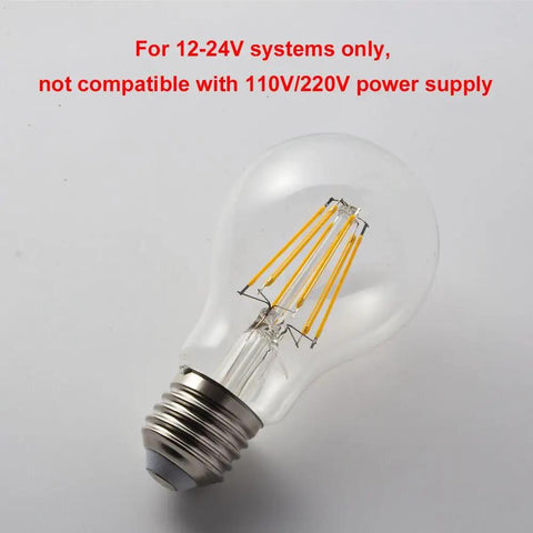 12V LED Bulb 6W 600Lm E26 E27 Base 12 To 24V AC DC Ready 4 Pack For Off Grid Solar Battery Systems RV Camper Marine Lighting Warm White 2700K Energy Saving 60W Equivalent