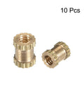 Knurled Brass Insert Nuts For Small Hardware Projects M2 Thread 4mm Long 3.5mm Outer Diameter Female Embedding Inserts Kit 10 Pcs