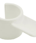 White plastic clip for pipes, part of the Clip On Cups for Dog Training and Agility, Ten Pack UV Stabilized Cups for AKC Jump Practice.
