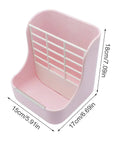 Super Cool Pink Two In One Rabbit Hay Feeder With Automatic Guinea Pig Food Bowl And Quick Release Grass Rack, measuring 18cm tall, 17cm wide.