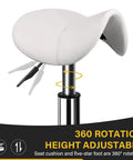 Heavy Duty Saddle Rolling Stool With Wheels Hydraulic Swivel Ergonomic Leather Seat Adjustable Height 400 Lb Capacity