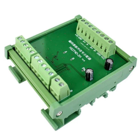 Encoder Pulse Signal Splitter Distribution Module For TTL RS422 Two Channel Differential To HTL Board with green casing