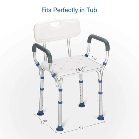 Heavy Duty Bariatric Shower Chair for Inside Shower with 300 Lb Capacity Extra Wide Bath Bench Adjustable Lightweight Aluminum Seat